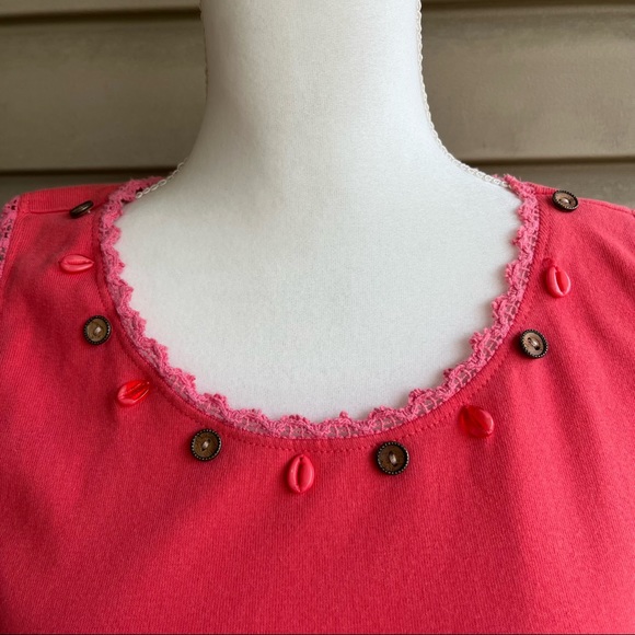 •Pappagallo• Sleeveless Knit Top with Button Detail - Size Large - Picture 3 of 7